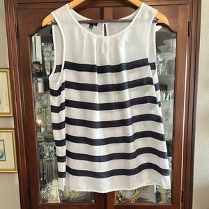 Talbots Navy and White Boxy Sleeveless Tank Top